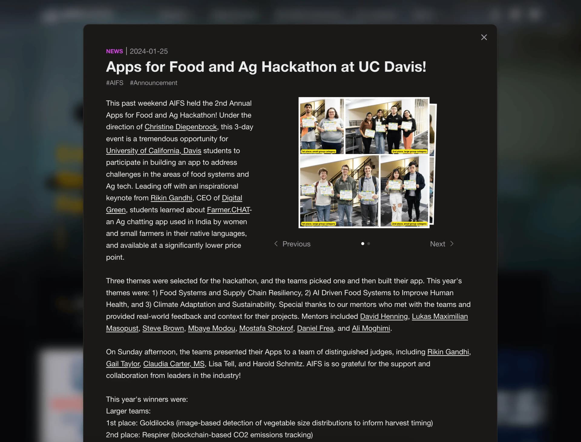 AIFS Website screenshot 2