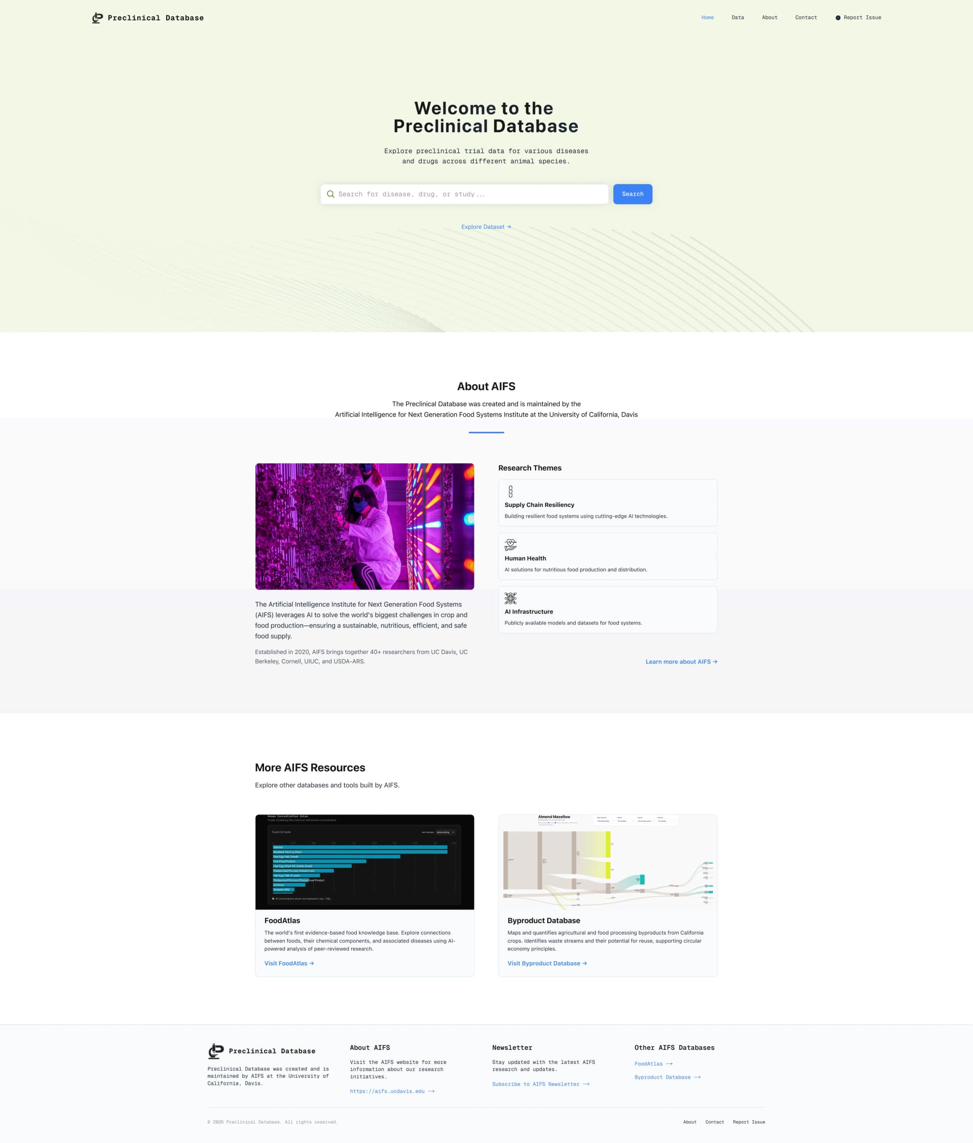 Preclinical Database screenshot 1