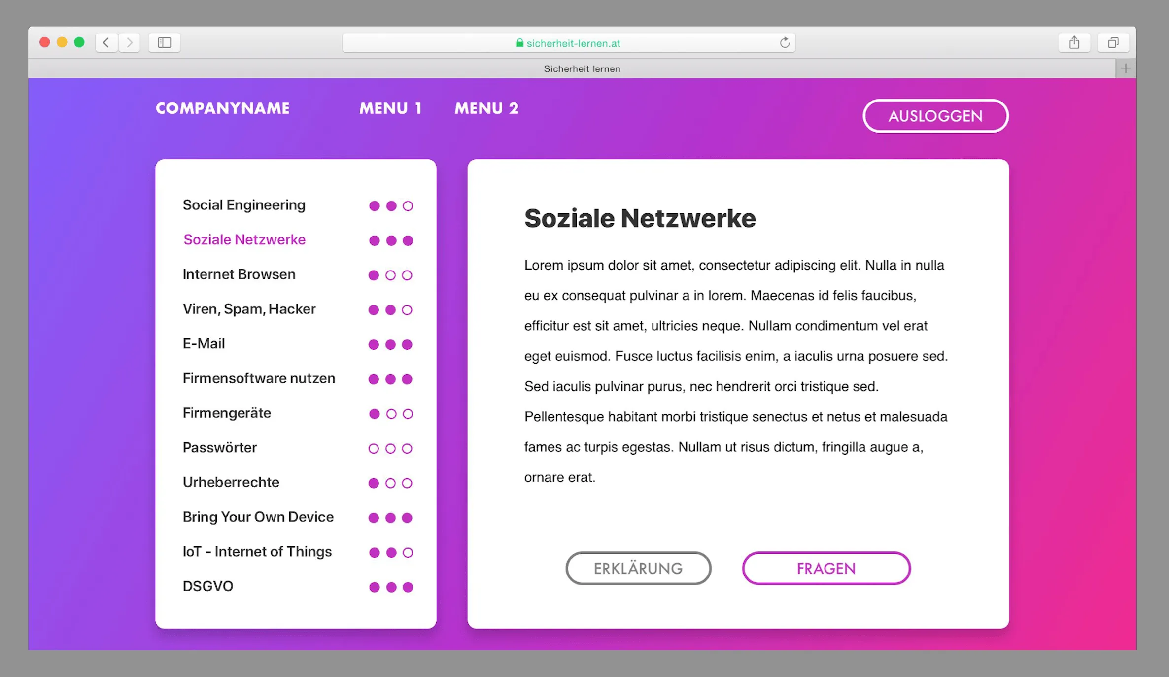 Sicherheit Lernen – Cybersecurity Training Platform screenshot 2